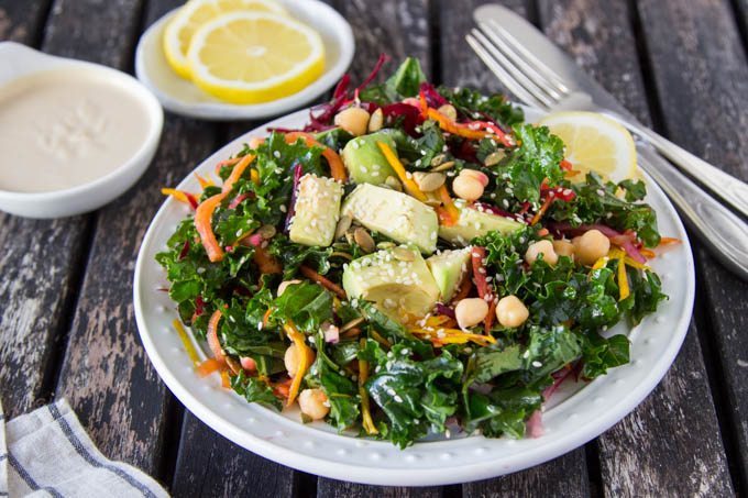 chickpea-kale-salad-lemon-tahini-dressing-featured